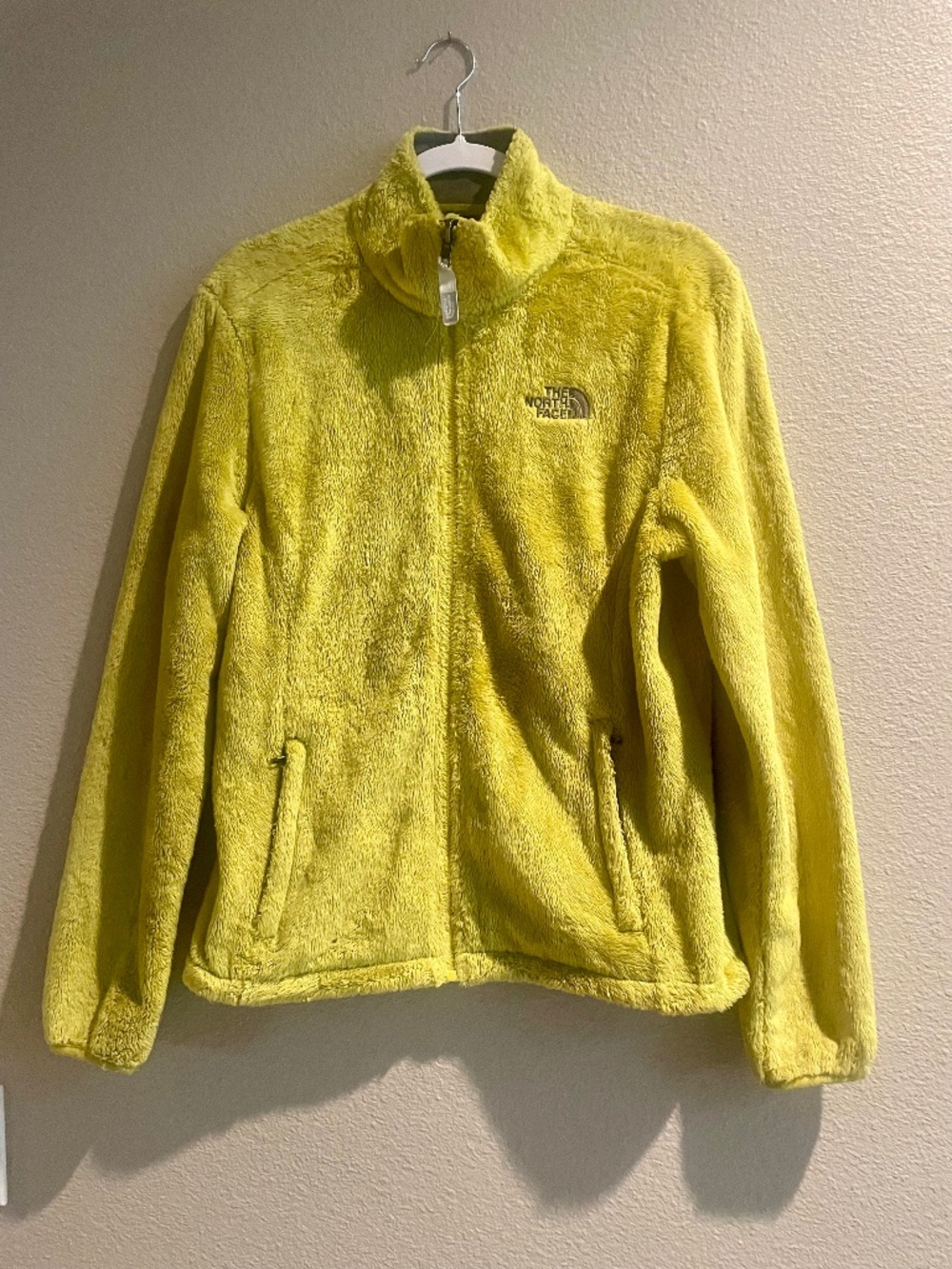 North Face Fuzzy Chartreuse Jacket, Size M